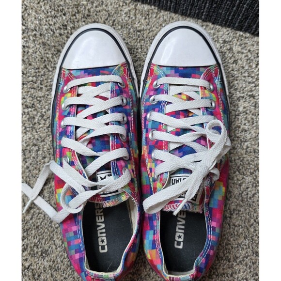 Converse All Star Low Top Pixels Sneakers Womens 8 Classic Colorful Abstract - Picture 9 of 15
